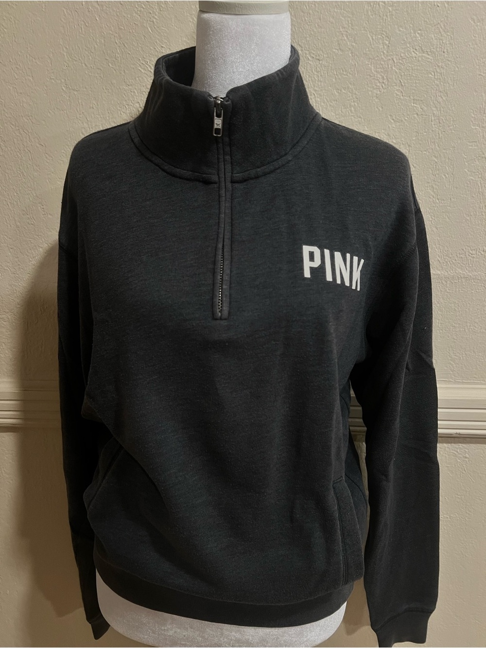 PINK Victoria's Secret Black Half-Zip Pullover Sweatshirt